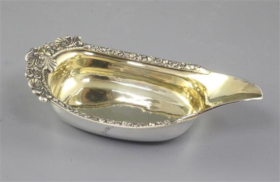 A George III silver and gilt pap boat, by George Knight, Length 151mm Weight 3.4oz/106grms